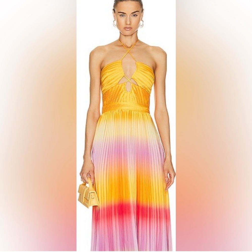 Johnathan Simkhai Annita Halterneck Pleated Midi Dress